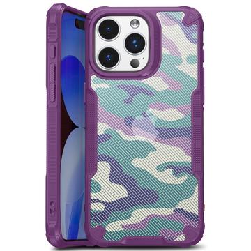 Coque Hybride iPhone 15 Antichoc - Camouflage - Violet