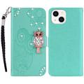 Etui iPhone 15 Hibou Strass