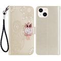 Etui iPhone 15 Hibou Strass