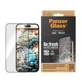 Protection d'écran PanzerGlass Re:fresh pour iPhone 15 avec EasyAligner - Bordure noire