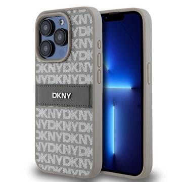 Coque iPhone 15 Pro DKNY Repeat Pattern Tonal Stripe - Beige