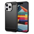 Coque iPhone 15 Pro Max en TPU Brossé - Fibre de Carbone - Noire