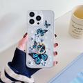 Coque iPhone 15 Pro Max en TPU Papillon avec support d'anneau - Bleu foncé