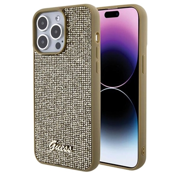 Coque iPhone 15 Pro Max Guess Disco Metal Script Logo - Doré