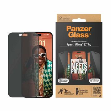 Protecteur d\'Écran iPhone 15 Pro Max PanzerGlass Ultra-Wide Fit Privacy EasyAligner - Bord Noir