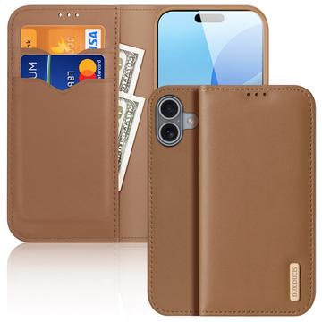 Etui Portefeuille iPhone 16 en Cuir Dux Ducis Hivo - Marron