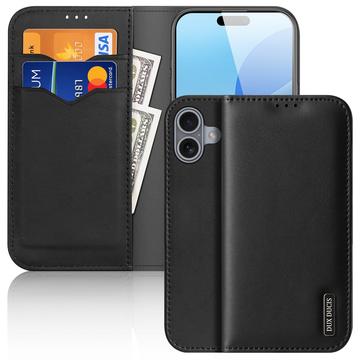 Etui Portefeuille iPhone 16 Plus en Cuir Dux Ducis Hivo - Noir