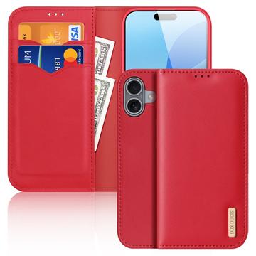 Etui Portefeuille iPhone 16 Plus en Cuir Dux Ducis Hivo - Rouge