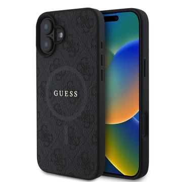 Étui à anneau coloré iPhone 16 Plus Guess 4G - Compatible MagSafe - Noir