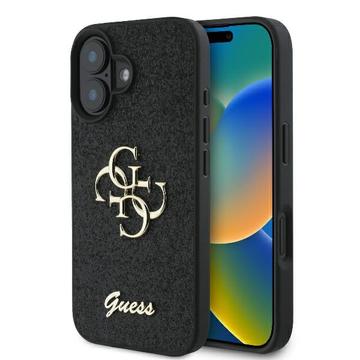 Coque iPhone 16 Plus Guess Fixed Glitter 4G Metal Logo - Noire