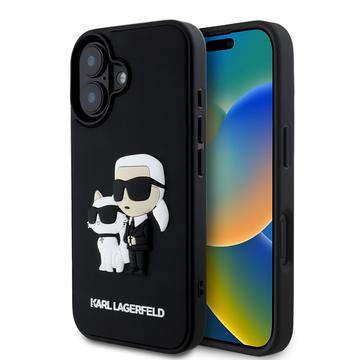 Coque iPhone 16 Plus Karl Lagerfeld 3D Rubber Karl & Choupette NFT - Noire