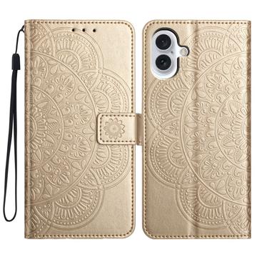 Étui Portefeuille iPhone 16 Plus Mandala Série - Doré