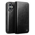 Etui Portefeuille iPhone 16 Plus en Cuir Qialino Classic - Noir