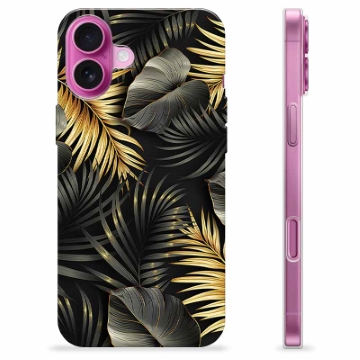 Coque iPhone 16 Plus en TPU - Feuilles Dorées