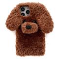 Coque en Peluche Adorable en Forme de Chien Teddy pour iPhone 16 Pro