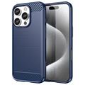 Coque iPhone 16 Pro Max en TPU Brossé - Fibre de Carbone - Bleue