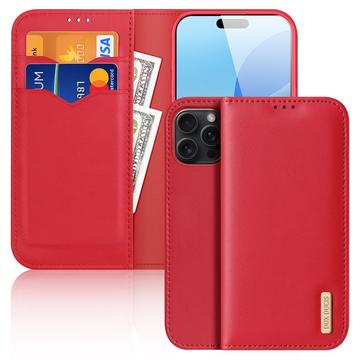 Etui Portefeuille iPhone 16 Pro Max en Cuir Dux Ducis Hivo - Rouge