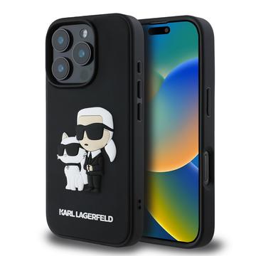 Coque iPhone 16 Pro Max Karl Lagerfeld 3D Rubber Karl & Choupette NFT - Noire