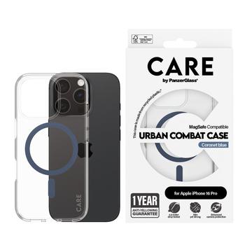 Coque iPhone 16 Pro PanzerGlass Care Transparent Urban Combat - Compatible MagSafe - Bleu