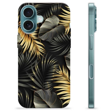 Coque iPhone 16 en TPU - Feuilles Dorées