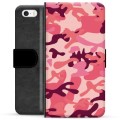 Étui Portefeuille Premium iPhone 5/5S/SE - Camouflage Rose