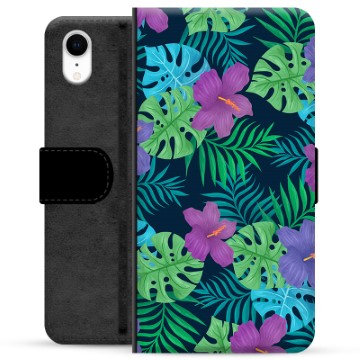 Étui Portefeuille Premium iPhone XR - Fleurs Tropicales