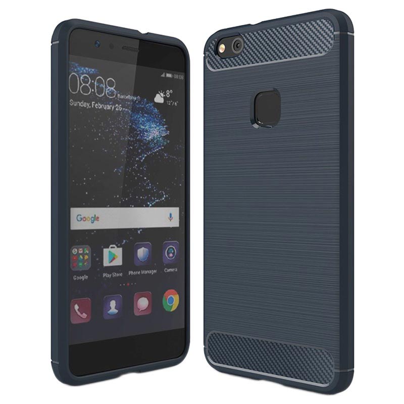 Coque Huawei P10 Lite en TPU Brossé Fibre de Carbone