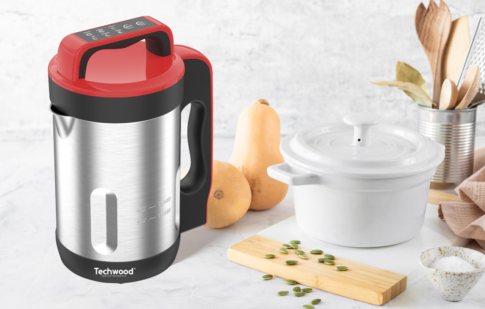 Techwood TSM-1655 Machine à soupe en acier inoxydable - rouge